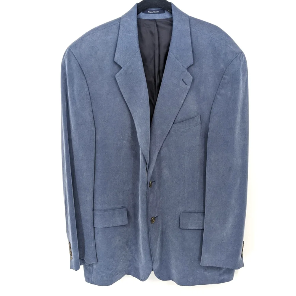 Ralph Lauren Blazer Mens‎ 44 Tall Blue Tencel Sport Coat Two Button Lined Office